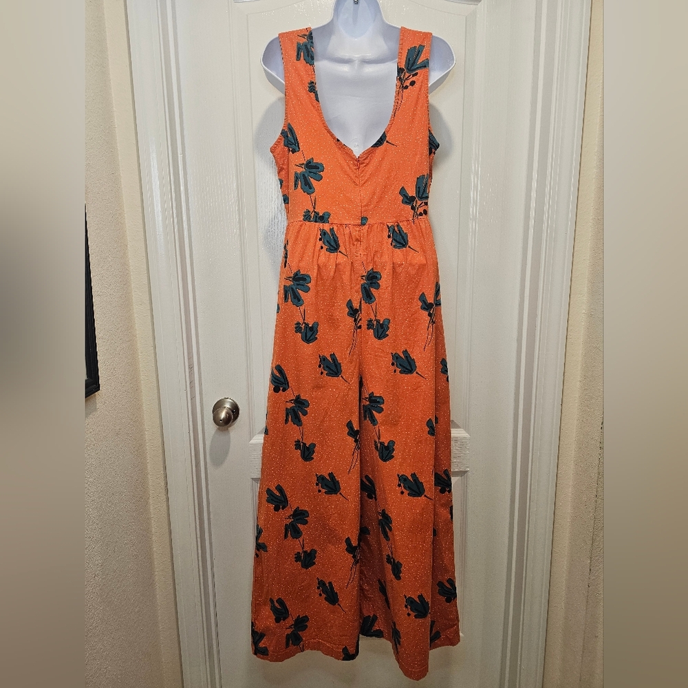 Bel Kazan Wide Leg Sleeveless Jumpsuit in Rust with Black Floral Print - Picture 2 of 3